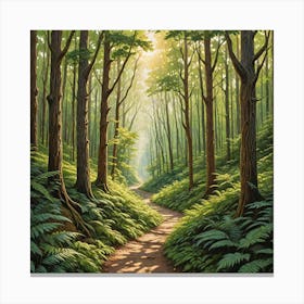 A Tranquil Wall Art Piece Depicting A Narrow Path Winding Through A Dense Sunlit Forest With Tall Tr 3600854185 Canvas Print