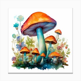 Mushrooms And Flowers 48 Canvas Print