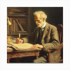 Man Writing At A Desk Canvas Print