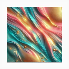 shimmering, smooth water, as a flat lay, in turquoise, hot pink, and yellow colors. 2 Canvas Print