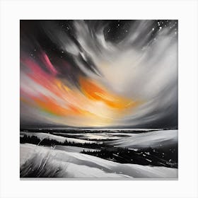 Sunset Over Snowy Landscape Canvas Print