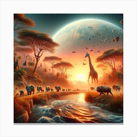 Giraffes In The Wild Canvas Print