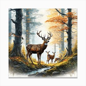 Deer In The Woods 49 Canvas Print