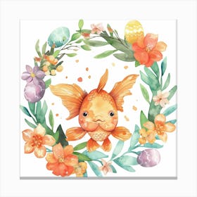 Goldfish Easter Wreath Canvas Print