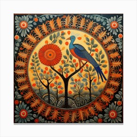 Peacock Madhubani Painting Indian Traditional Style 1 Canvas Print