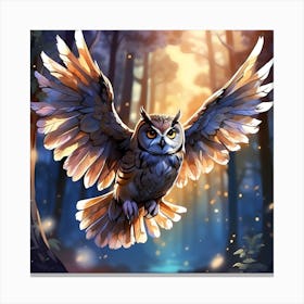 Owl In The Forest Canvas Print