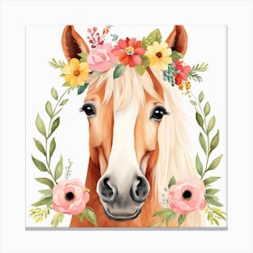 Floral Baby Horse Nursery Illustration (6) Canvas Print