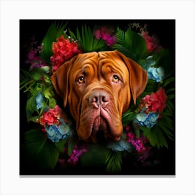 Flower Dog Bordeaux Mastiff Canvas Print