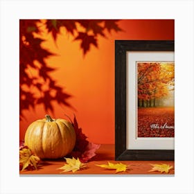 An Autumnal Scene Captured In Ultra Realistic Detail Showcases A Leaf Of Vibrant Orange Hue Profoun (5) Canvas Print