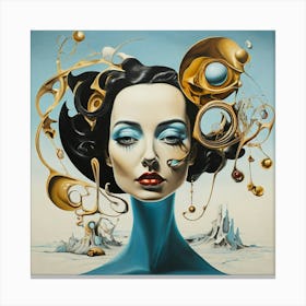 Woman In Blue And Gold Canvas Print