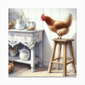Chicken In The Kitchen Canvas Print