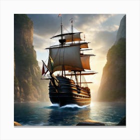 Pirate Ship In The Ocean 1 Canvas Print