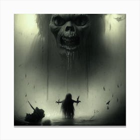 Skeleton In The Water Canvas Print