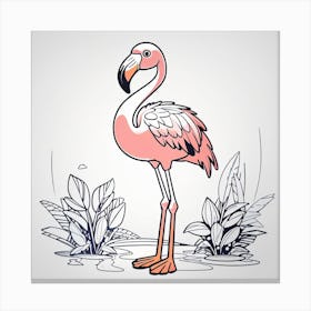 Dreamshaper V7 Minimalistic Big Eyes Flamingo Full Body Line A 3 Canvas Print