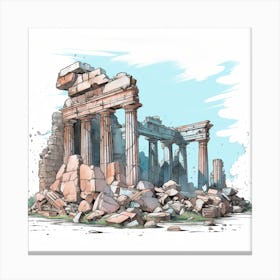 Ruins Of A Greek Temple Canvas Print