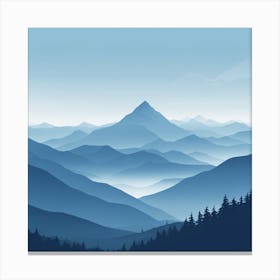 Misty mountains background in blue tone 113 Canvas Print