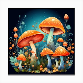 Mushrooms In The Night 1 Canvas Print