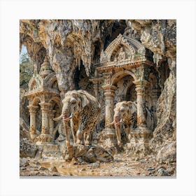 Elephants In The Cave Canvas Print