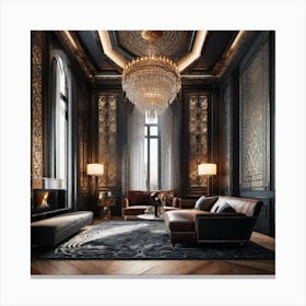 Black And Gold Living Room 10 Canvas Print