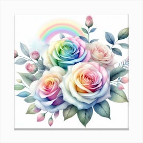 Rainbow roses 1 Canvas Print