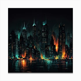 Cityscape At Night 14 Canvas Print