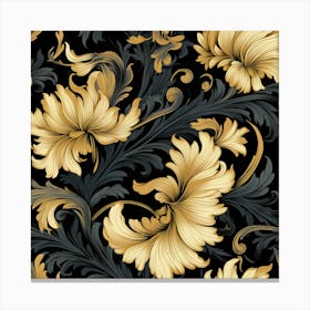 Gothic inspired gold hues and black floral Canvas Print
