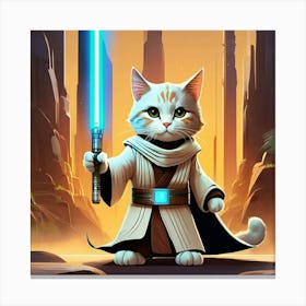 cute jedi star wars cat  Canvas Print