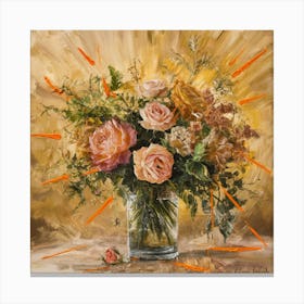 Vibrant Blossoms: Post-Impressionist Encaustic Still Life 1 Canvas Print