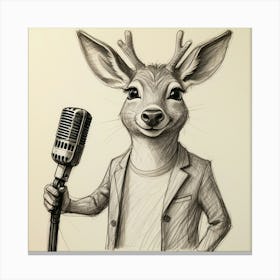 Deer With Microphone 14 Canvas Print