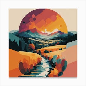 The wide, multi-colored array has circular shapes that create a picturesque landscape 10 Canvas Print