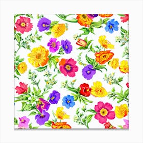 Colorful Flowers On A White Background Canvas Print