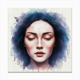 Portrait Of A Woman With Blue Hair Canvas Print