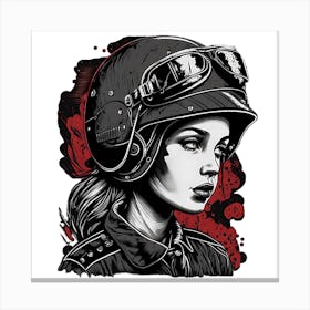 Rockabilly Military Pin Up Girl Canvas Print