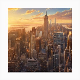 Sunset In New York City Canvas Print