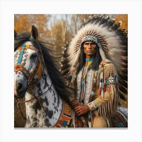 Symbolic Splendor: Native American Heritage in a Vibrant Historical Setting Canvas Print