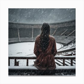 Woman In The Snow Canvas Print