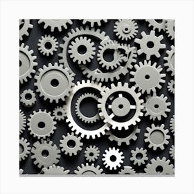 Gears On A Black Background 26 Canvas Print
