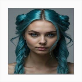 Blue Haired Girl Canvas Print