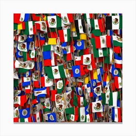 Mexican Flags 9 Canvas Print