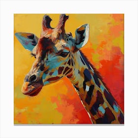 Warm Impasto Portrait Of A Giraffe 4 Canvas Print