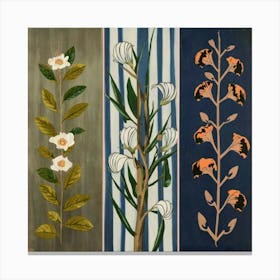 Three equal parts, each part containing a type of flowers 16 Canvas Print