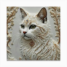 Cat With Flowers 1 Canvas Print