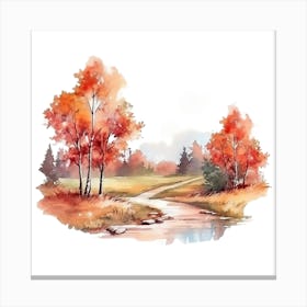 Watercolor Autumn Trees 4 Canvas Print