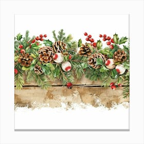 Yule Inspired Banner Texture With Mistletoe 2 Canvas Print