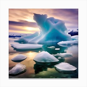 Icebergs At Sunset 37 Canvas Print