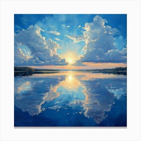 Sunset Reflected In Water Art Canvas Print