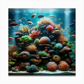 A Fish Tank With Different Types Of Fish With Beautiful Coral 2 Canvas Print