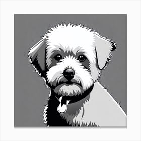Schnauzer, Black and white illustration, Dog drawing, Dog art, Animal illustration, Pet portrait, Realistic dog art Canvas Print