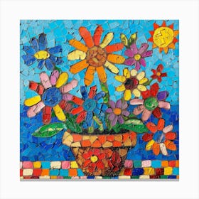 Mosaic Flower Painting Canvas Print