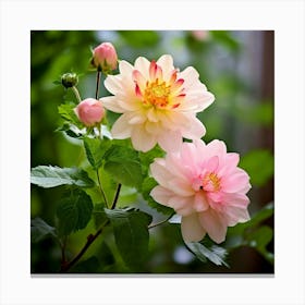 Flowers Leaves Nature Soft Freshness Pastel Botanical Plants Blooms Foliage Serene Delic (5) Canvas Print